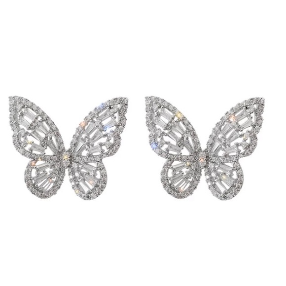 NEW 18K white gold plated butterfly earrings - Picture 4 of 5